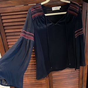 Bell Sleeve Blue Long Sleeve Top by Love Sam size XS